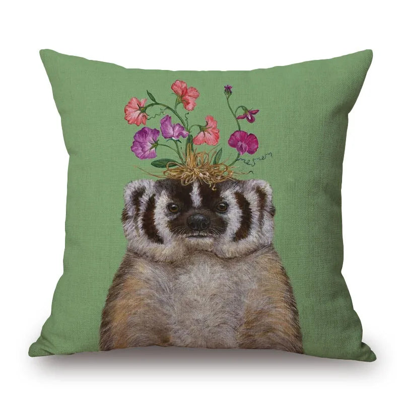Animal Cushion Cover Squirrel Bird Bear Fox 45cm