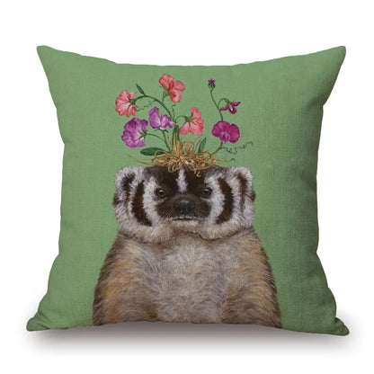 Animal Cushion Cover Squirrel Bird Bear Fox 45cm