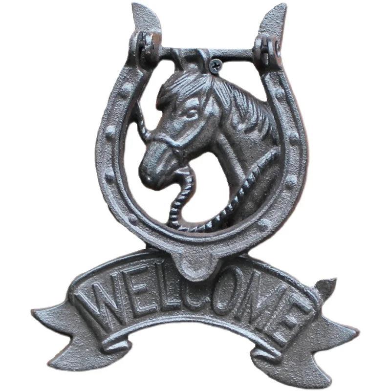 Door Knocker Welcome Horse Cast Iron