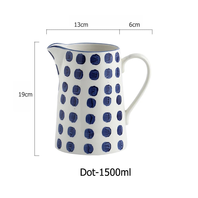 Jug Mug Cup Blue Stripe Spots Kitchenware