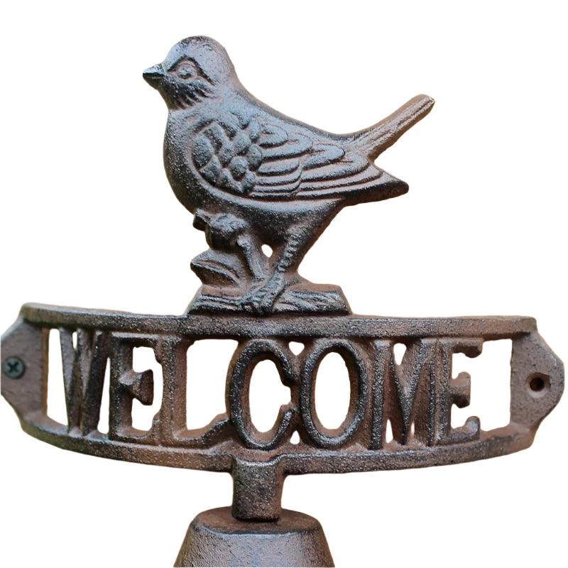 Door Bell Welcome Cast Iron Rustic Bird