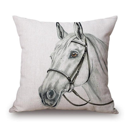 Cushion Cover Horse White Farm Country Farmhouse