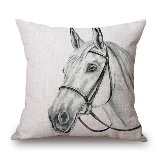 Cushion Cover Horse White Farm Country Farmhouse