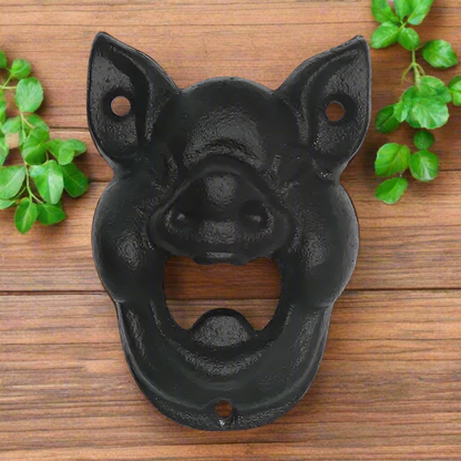 Bottle Opener Wall Mount Pig Farmhouse Cast Iron