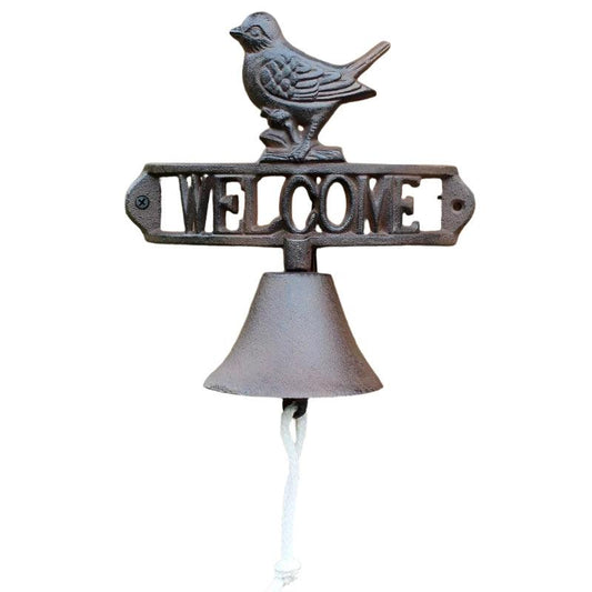 Door Bell Welcome Cast Iron Rustic Bird