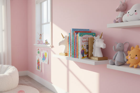 Resin Unicorn Bookends - Gold or White Horse Statue Book Stand