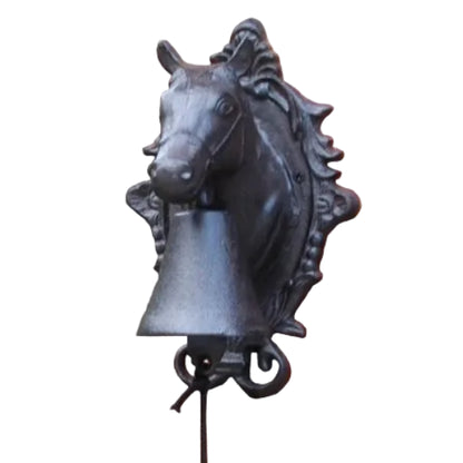Horse Head Doorbell Cast Iron Handmade Antique Black - Unique One of a Kind 16x13.5x25cm