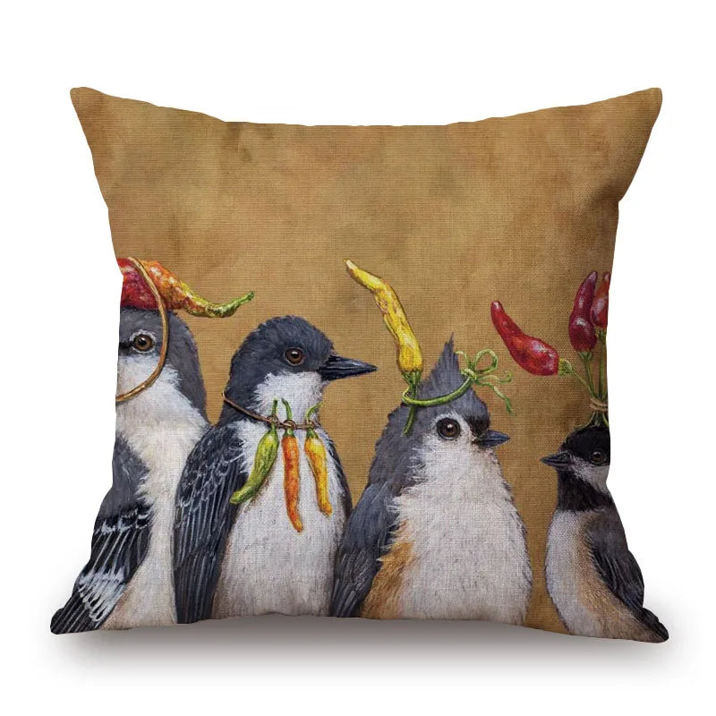 Animal Cushion Cover Squirrel Bird Bear Fox 45cm