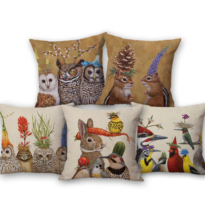 Animal Cushion Cover Squirrel Bird Bear Fox 45cm