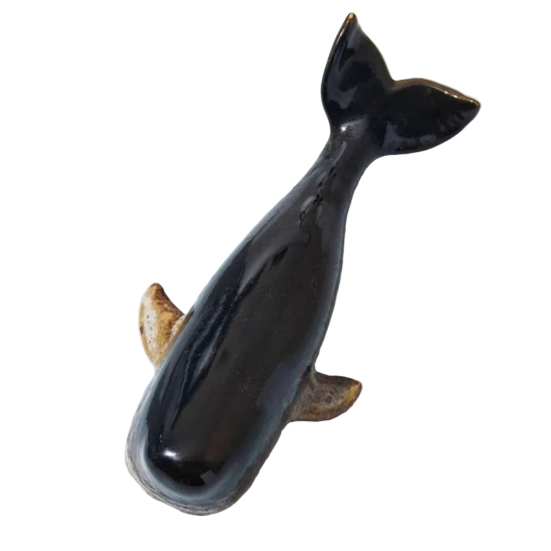 Handmade Ceramic Sperm Whale Ornament | Coastal Home Decor | TV Cabinet & Shelf Sculpture | 29cm