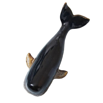 Handmade Ceramic Sperm Whale Ornament | Coastal Home Decor | TV Cabinet & Shelf Sculpture | 29cm