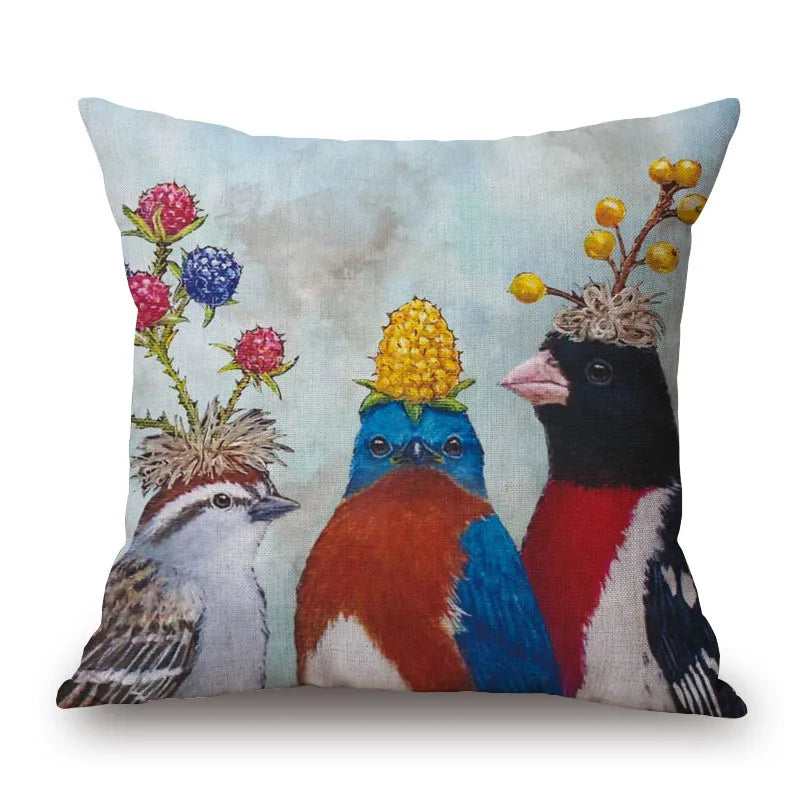 Animal Cushion Cover Squirrel Bird Bear Fox 45cm