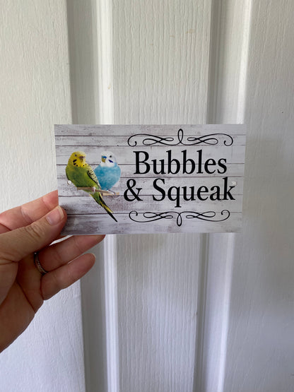 Budgie Bird Inn Sign - Acrylic Bird Cage Sign Australia