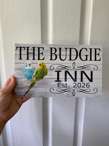 Budgie Bird Inn Sign - Acrylic Bird Cage Sign Australia