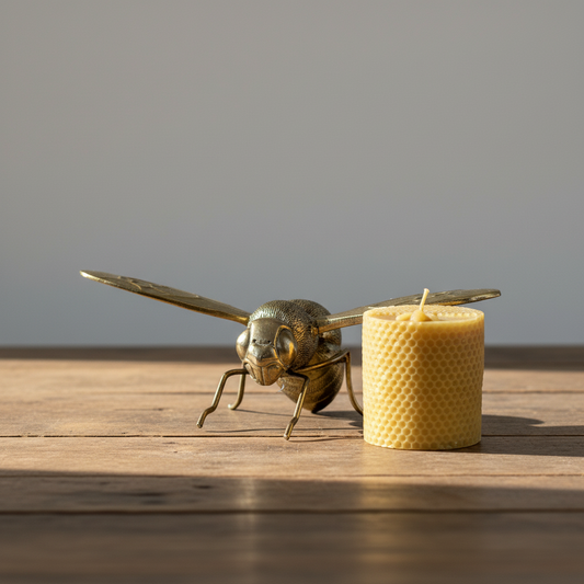 French Bee Ornament & Handmade Beeswax Candle Gift Set | 23cm