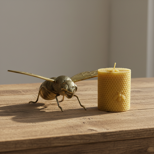French Bee Ornament & Handmade Beeswax Candle Gift Set | 23cm