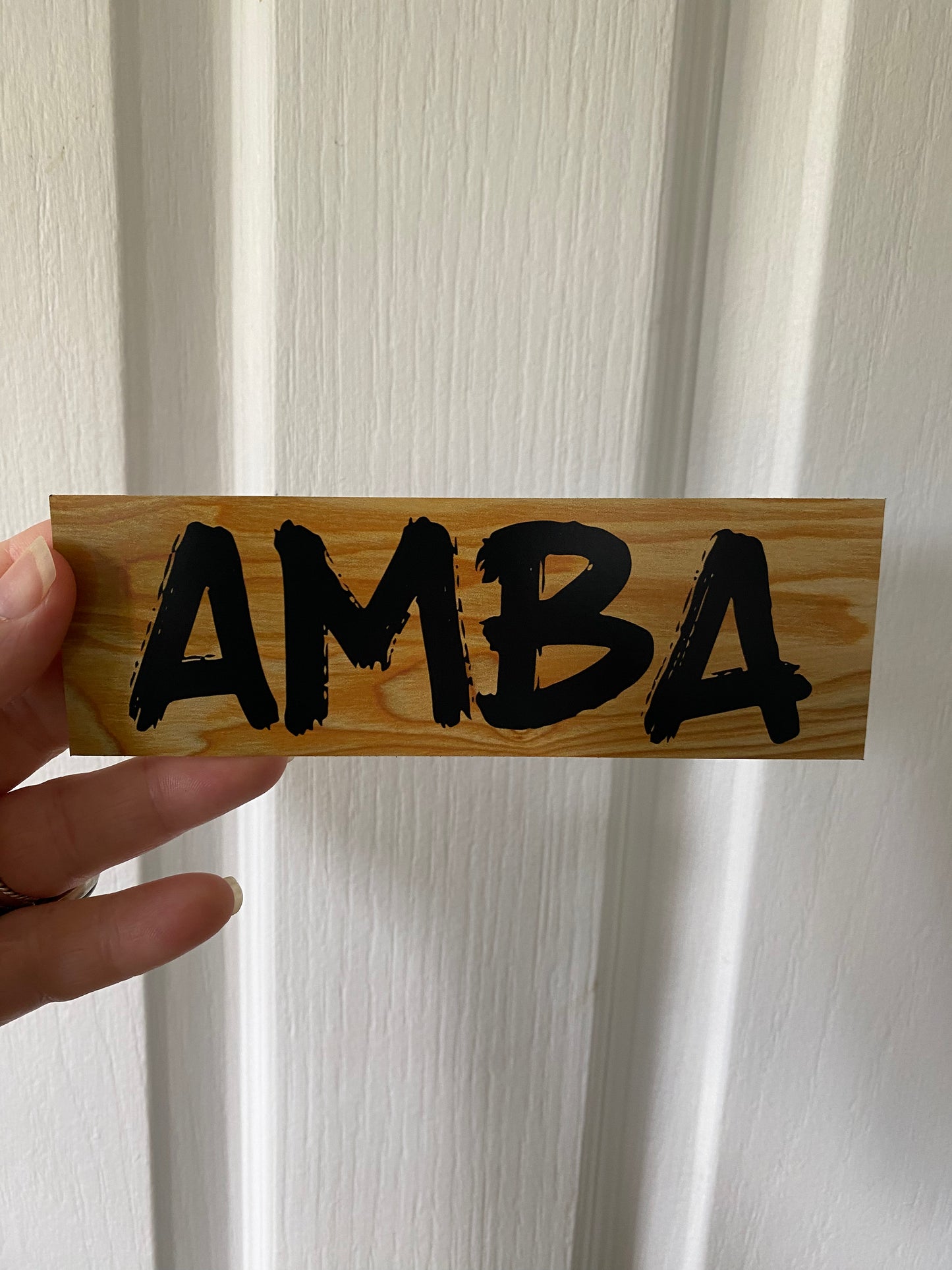 Dog Kennel Sign Custom Personalised - Dark Timber Wood Look Paw