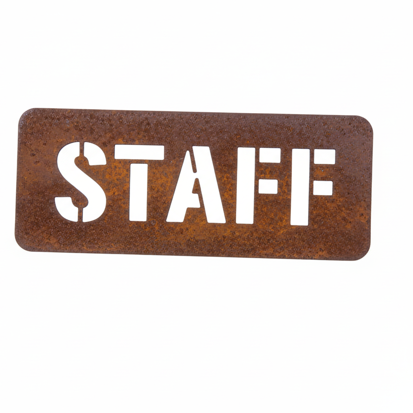Custom One Word Sign Private Shop Property Farm - Rusty Metal - Aussie Made