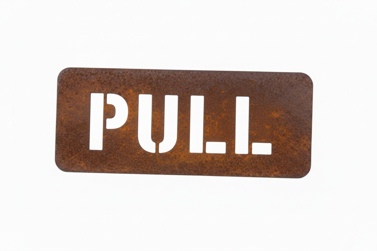 Custom One Word Sign Private Shop Property Farm - Rusty Metal - Aussie Made