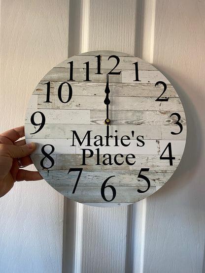 Custom Personalised Wooden Wall Clock 30cm 60cm - Aussie Made