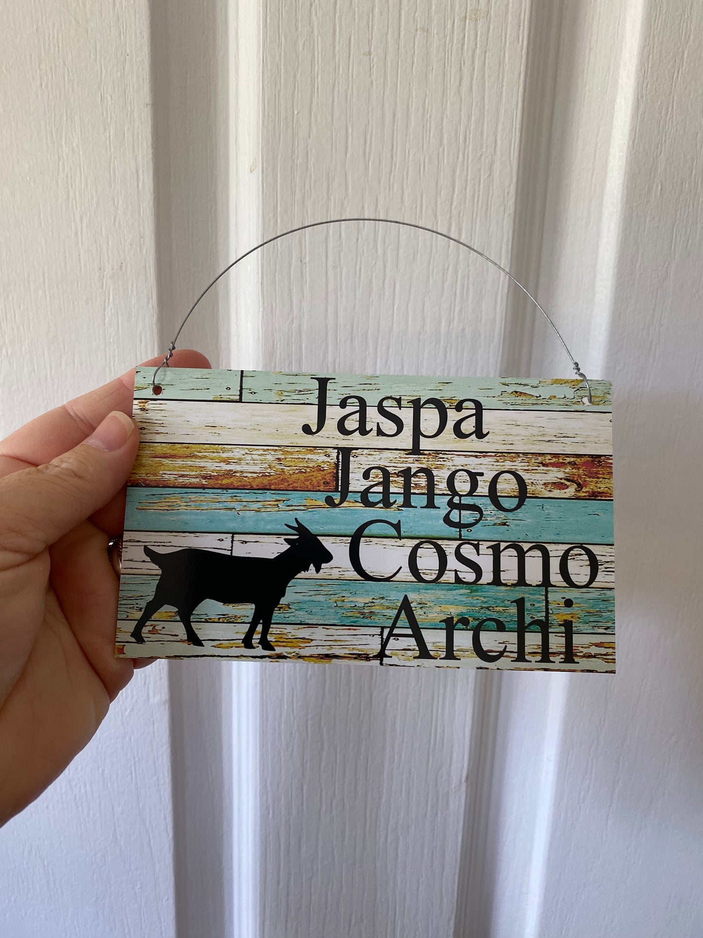 Goat Names Sign Custom Personalised | Country Blue Timber Wood Look