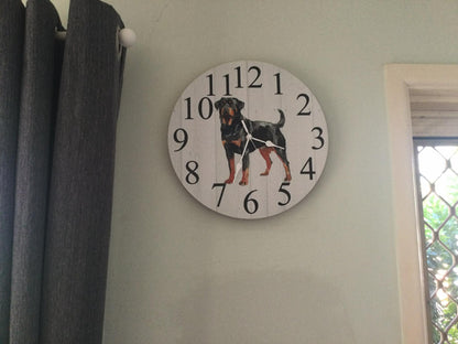Rottweiler Wall Clock 30cm 60cm | Silent Quartz Aussie Made
