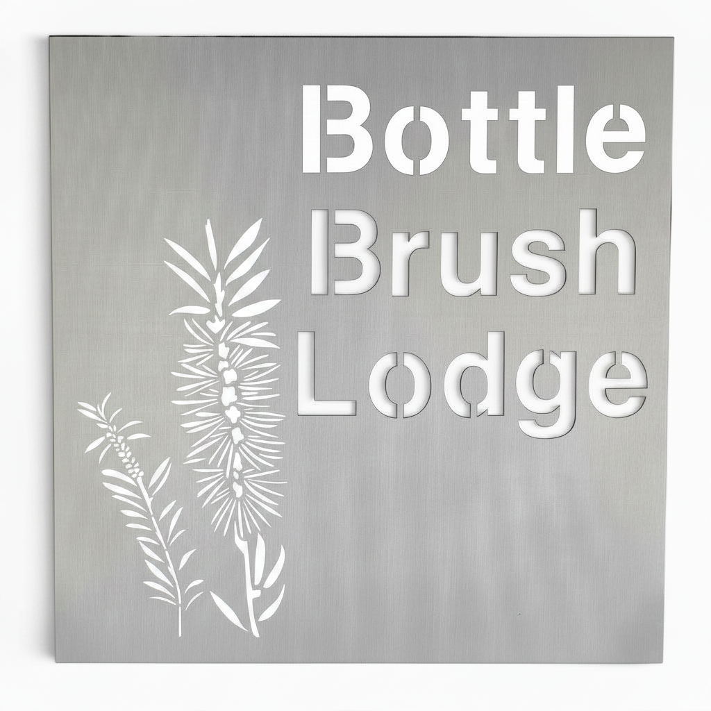 Bottlebrush Callistemon Native Flower Custom Property Name Address Sign - Personalised Rusty Metal Steel Sign - Australian Made