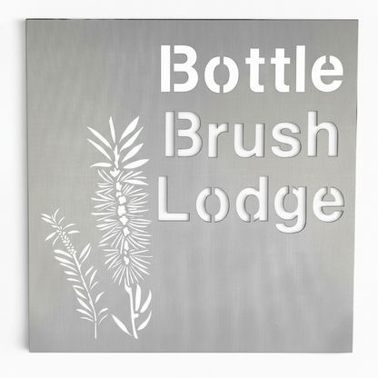Bottlebrush Callistemon Native Flower Custom Property Name Address Sign - Personalised Rusty Metal Steel Sign - Australian Made