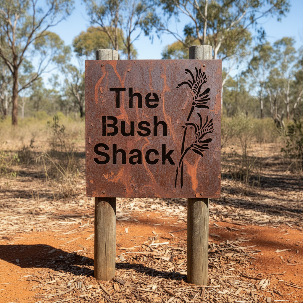 Kangaroo Paw Native Flower Custom Property Name Address Sign - Personalised Rusty Metal Steel Sign - Australian Made