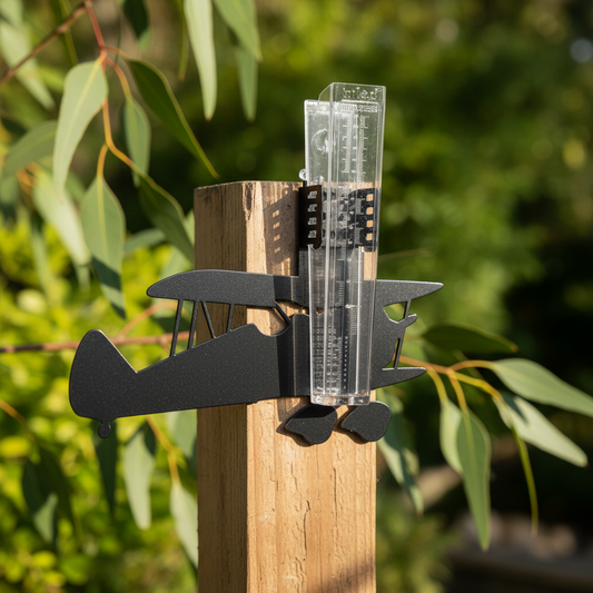 Rain Gauge Biplane Aeroplane Vintage - Stake or Wall Mount - Aussie Made