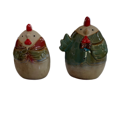 Chicken & Rooster Nan & Pop Ceramic Ornaments | Country Life Farmhouse Decor