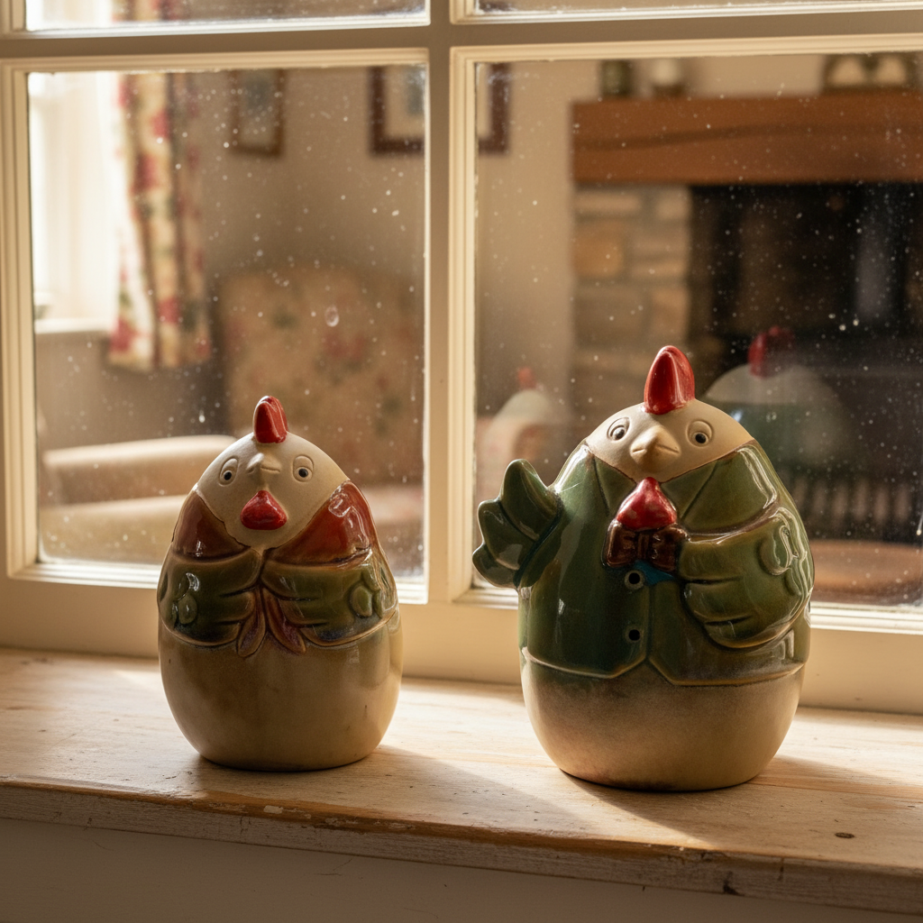 Chicken & Rooster Nan & Pop Ceramic Ornaments | Country Life Farmhouse Decor