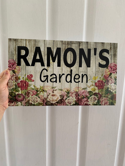 Custom Floral Garden Rose Sign - Personalised Vintage Signage - Australian Made