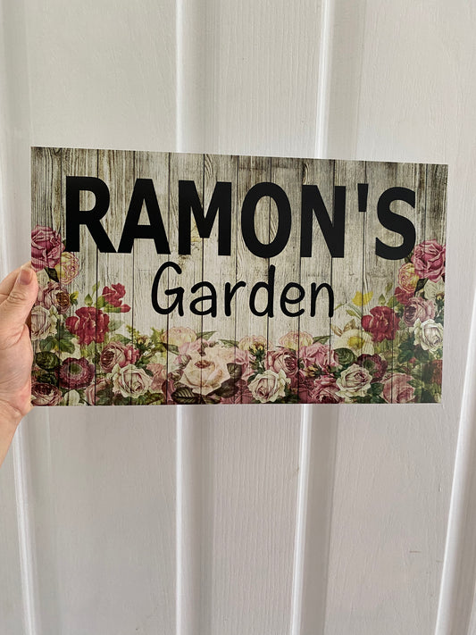 Custom Floral Garden Rose Sign - Personalised Vintage Signage - Australian Made