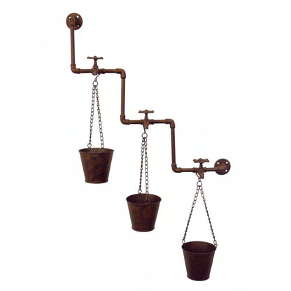 Rustic Wall Faucet Tap Pipes Retro Vintage Set of 3 Planter Pots