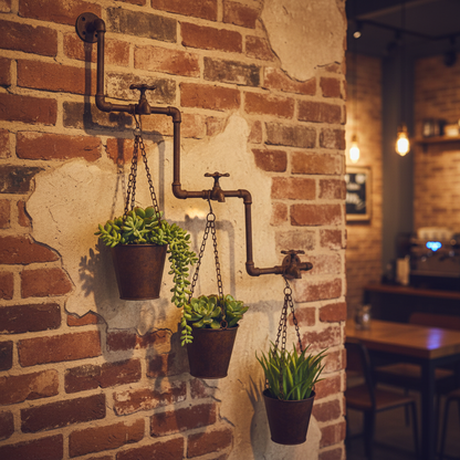 Rustic Wall Faucet Tap Pipes Retro Vintage Set of 3 Planter Pots