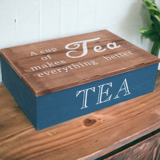 Tea Box Rustic Blue - The Renmy Store Homewares & Gifts 