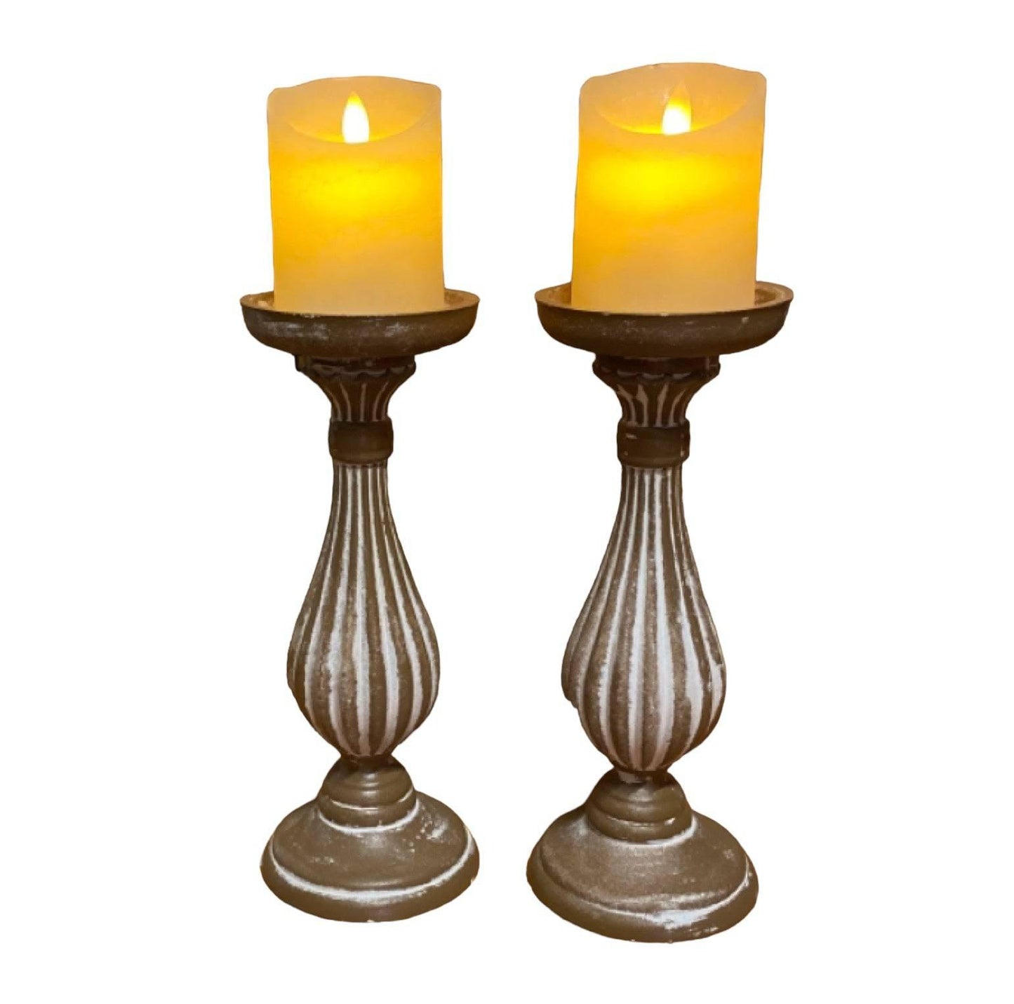 Candle Holder Pillar Rustic Set of 2 - The Renmy Store Homewares & Gifts 