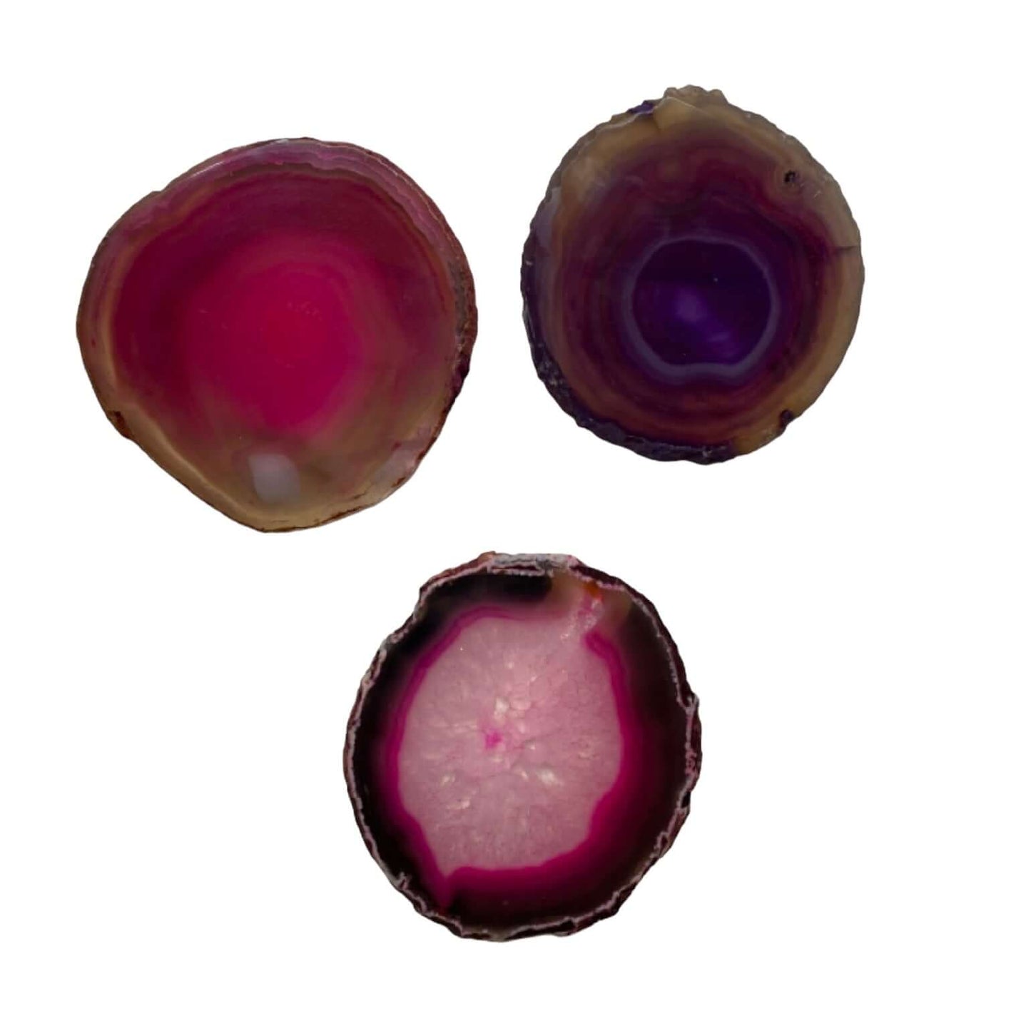 Agate Crystal Slice set of 3 Purple Pink