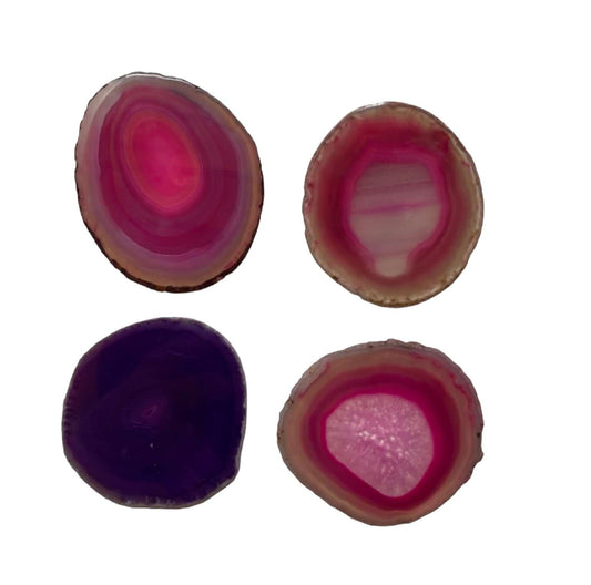 Agate Crystal Slice set of 4 Purple Pink - The Renmy Store Homewares & Gifts 