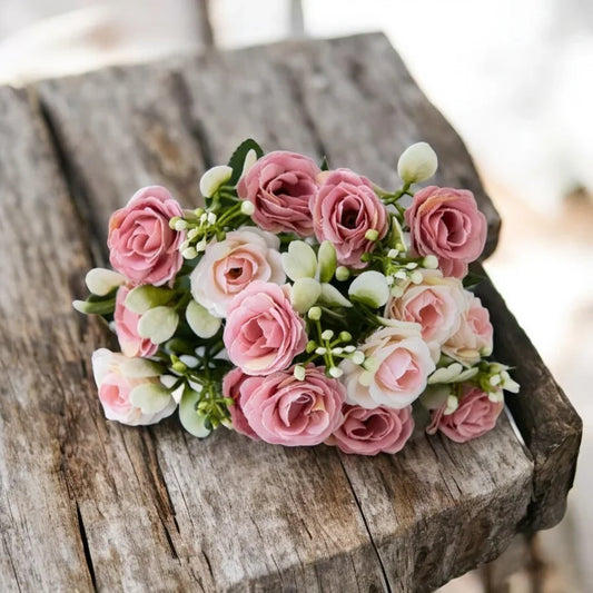 Rose 15 Bouquet Vase Decoration Artificial Flower