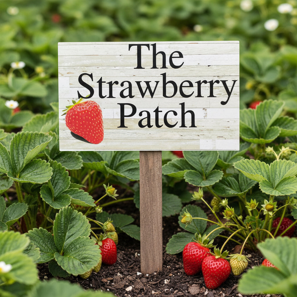 Strawberry Garden Personalised Custom Sign | Timber Look Outdoor Aussie Made