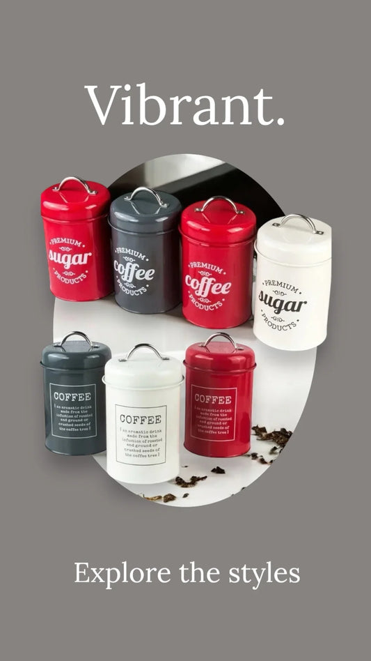 Canister Jar Coffee Tea Sugar Metal Retro