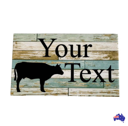 Cow Blue Personalised Custom Farm Sign - The Renmy Store Homewares & Gifts 