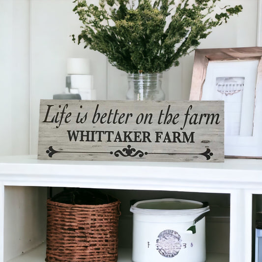 Life Is Better On The Farm Custom Personalised Sign - The Renmy Store Homewares & Gifts 