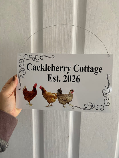 Custom Chicken Hen Coop Sign - Personalised White Signage - Australian Made