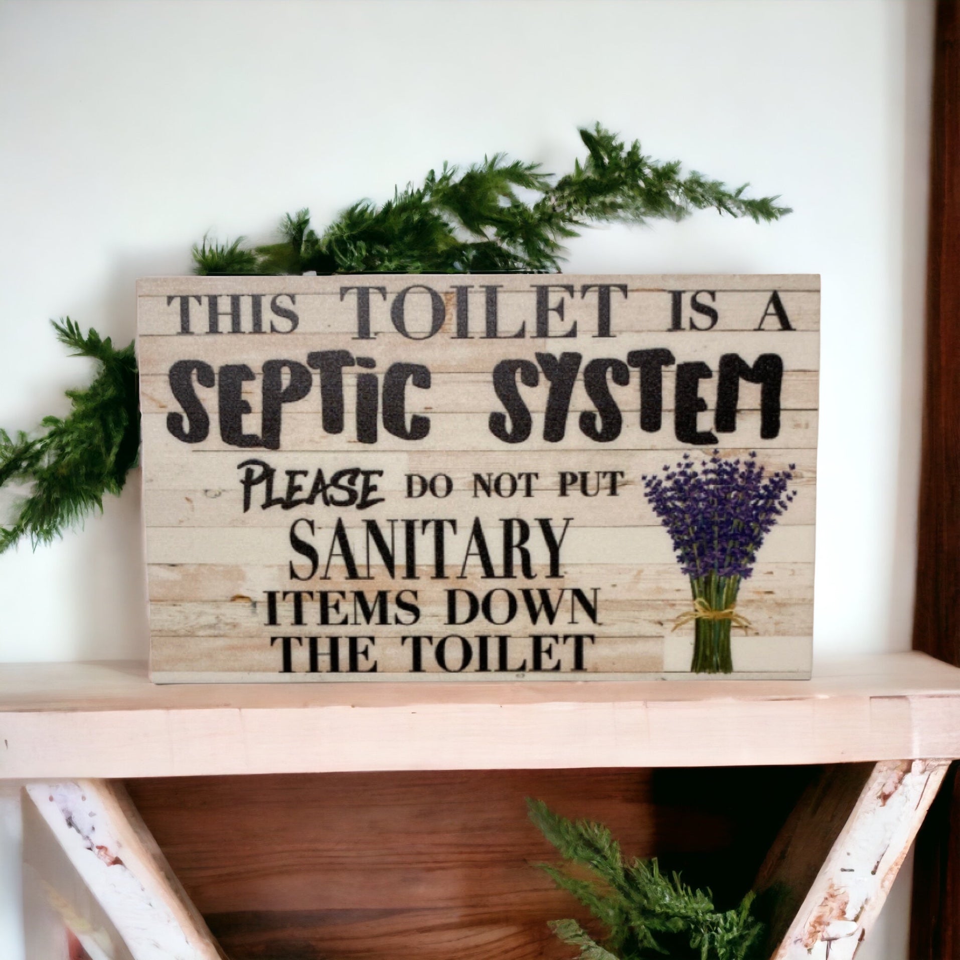 Toilet Septic System Bathroom Lavender Vintage Sign - The Renmy Store Homewares & Gifts 