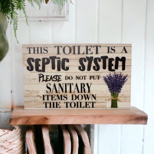 Toilet Septic System Bathroom Lavender Vintage Sign - The Renmy Store Homewares & Gifts 