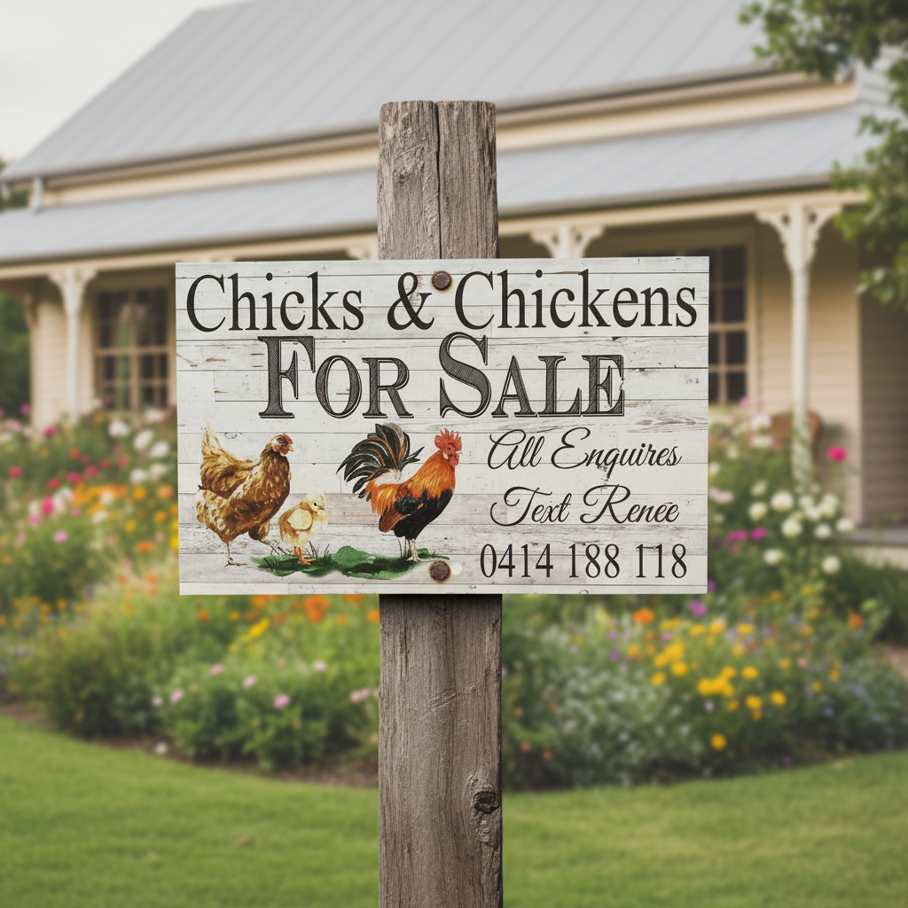 Chicken Chicks For Sale Custom Sign | Personalised Hen Breeder Acrylic Sign | Aussie Made
