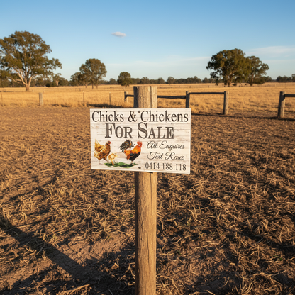 Chicken Chicks For Sale Custom Sign | Personalised Hen Breeder Acrylic Sign | Aussie Made